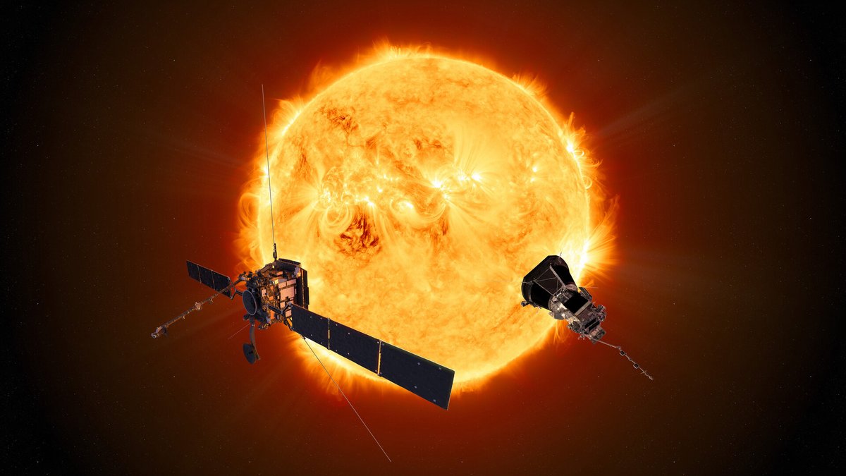 Solar Orbiter (à gauche) et la sonde solaire Parker (à droite) ont effectué des mesures en duo pour cette nouvelle recherche ! © ESA/NASA