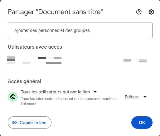 Google Drive - Partage de fichiers