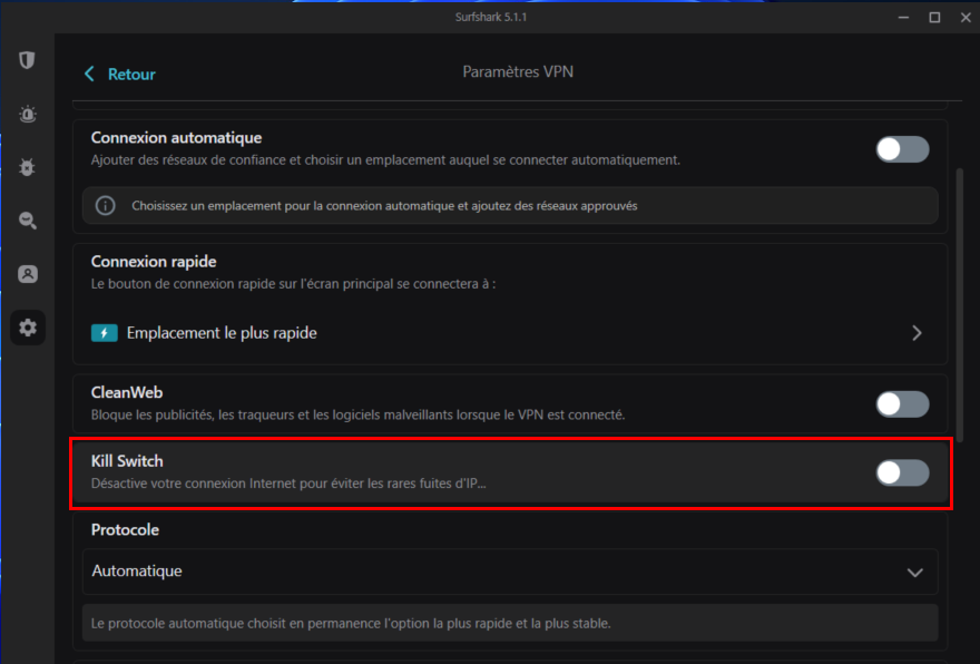 surfshark kill switch © clubic.com