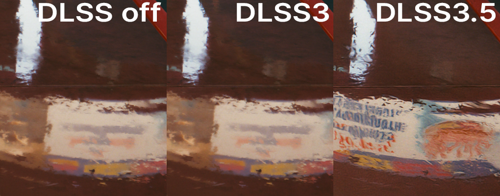 Natif, DLSS 3 (frame generation) et DLSS 3.5 (frame generation + ray reconstruction) © Nerces pour Clubic