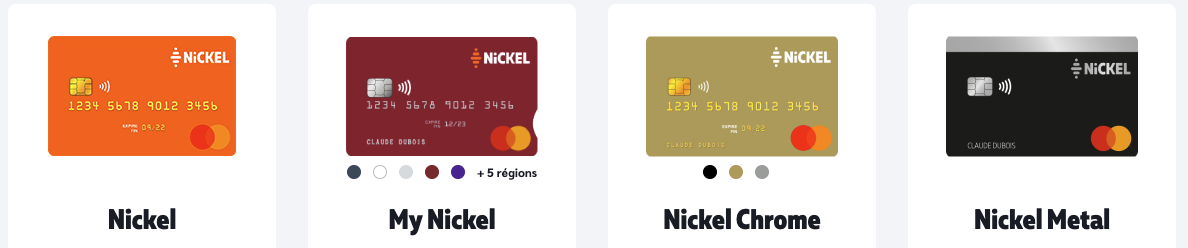 Nickel - Les différentes cartes bancaires