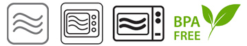 Symboles pour les contenants compatibles au micro-ondes et sans BPA