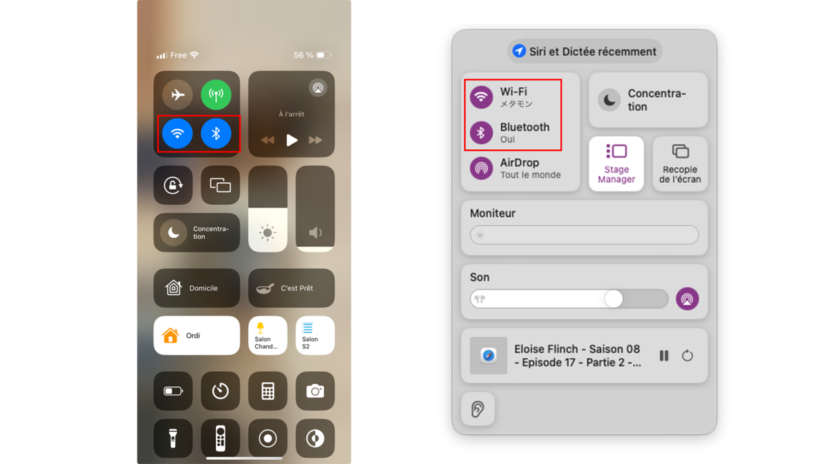 Les icones Wi-Fi et Bleutooth montrent qu'ils sont bien activés © Clubic
