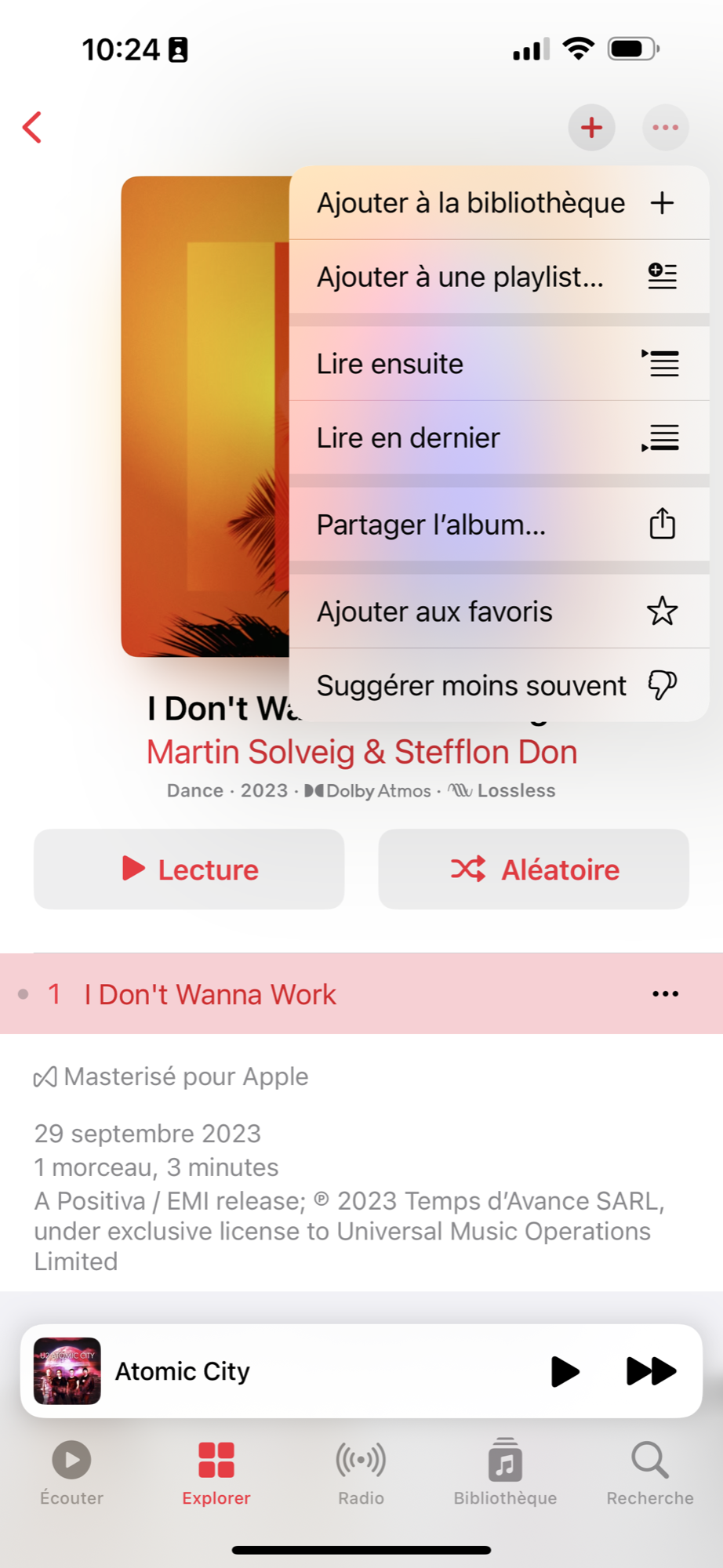 iOS 17.1 Musique © © Mathieu Grumiaux pour Clubic