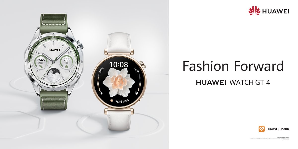 Côte à côte, les versions 46 et 41 mm de la Watch GT4. © Huawei