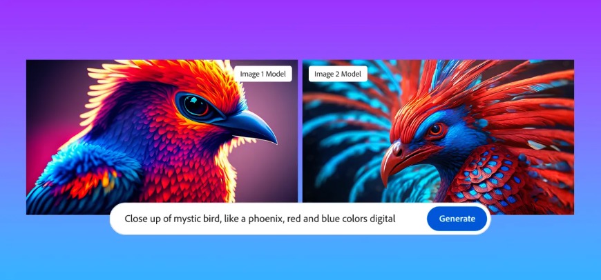 Exemple d'images générées par Firefly à l'aide d'une simple requête textuelle. © Adobe
