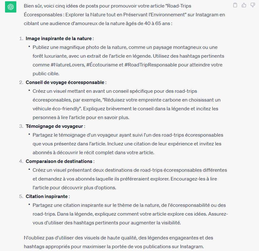 Prompt ChatGPT pour trouver des idées de posts Instagram © Clubic