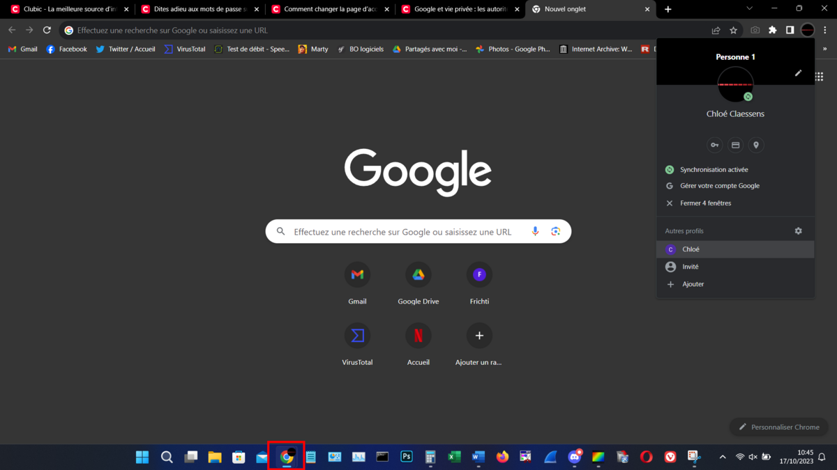 Google Chrome - La gestion des comptes utilisateur
