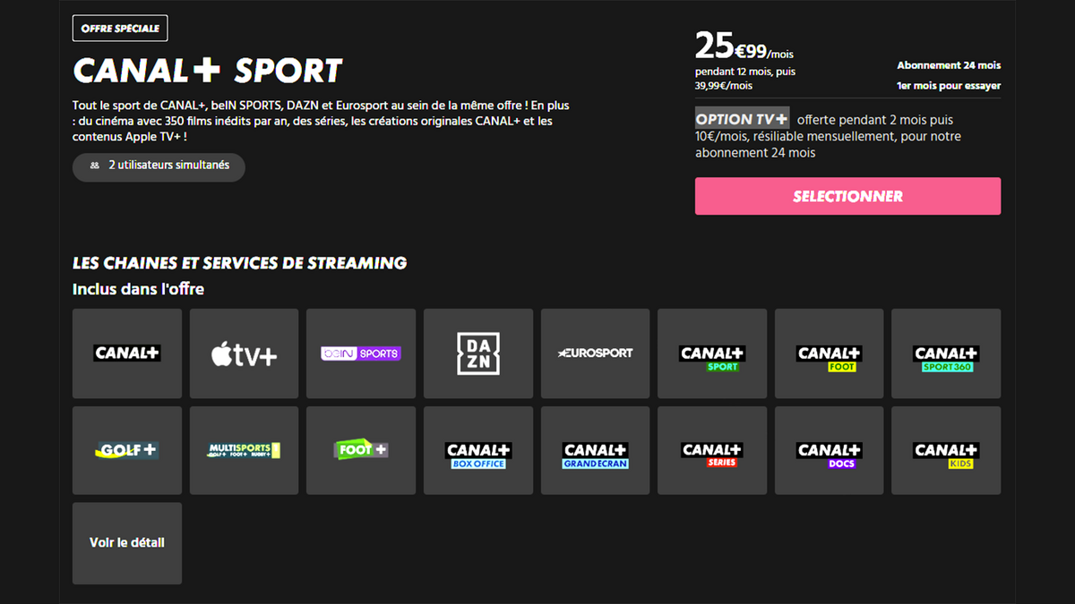 L'offre Canal+ Sport