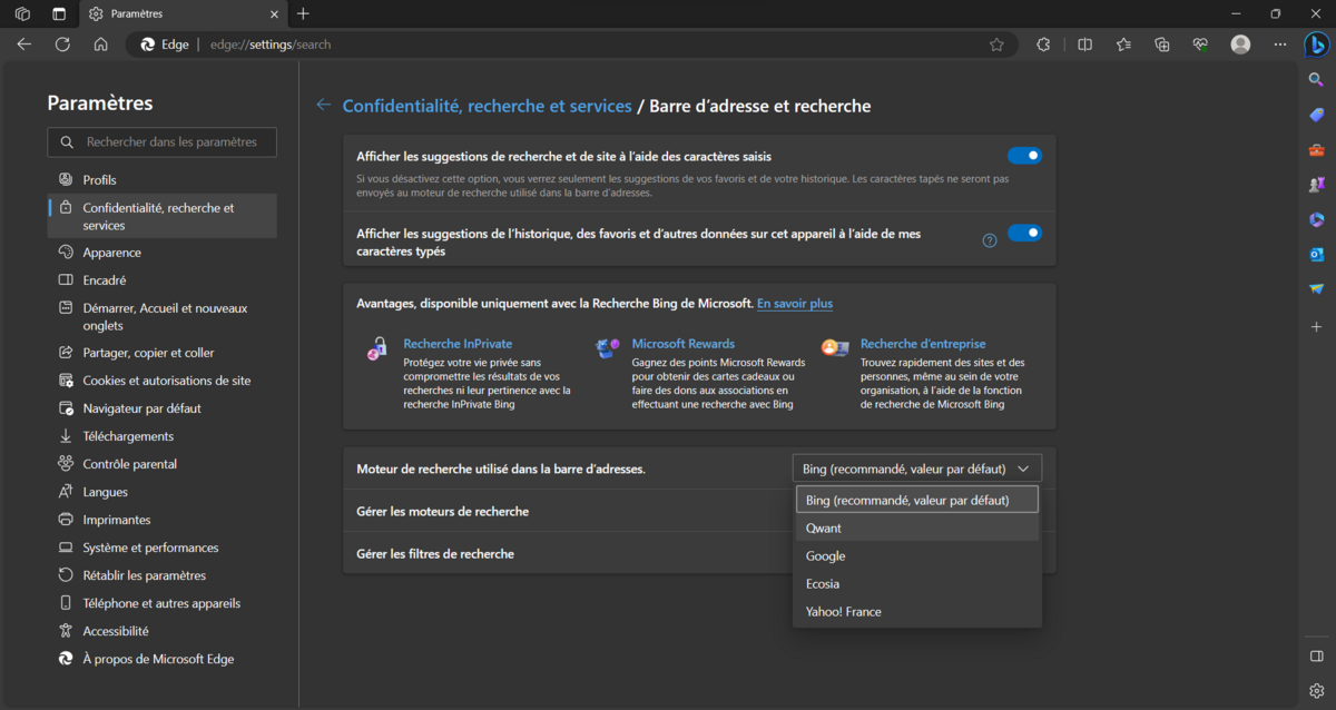 microsoft edge moteur de recherche © clubic.com