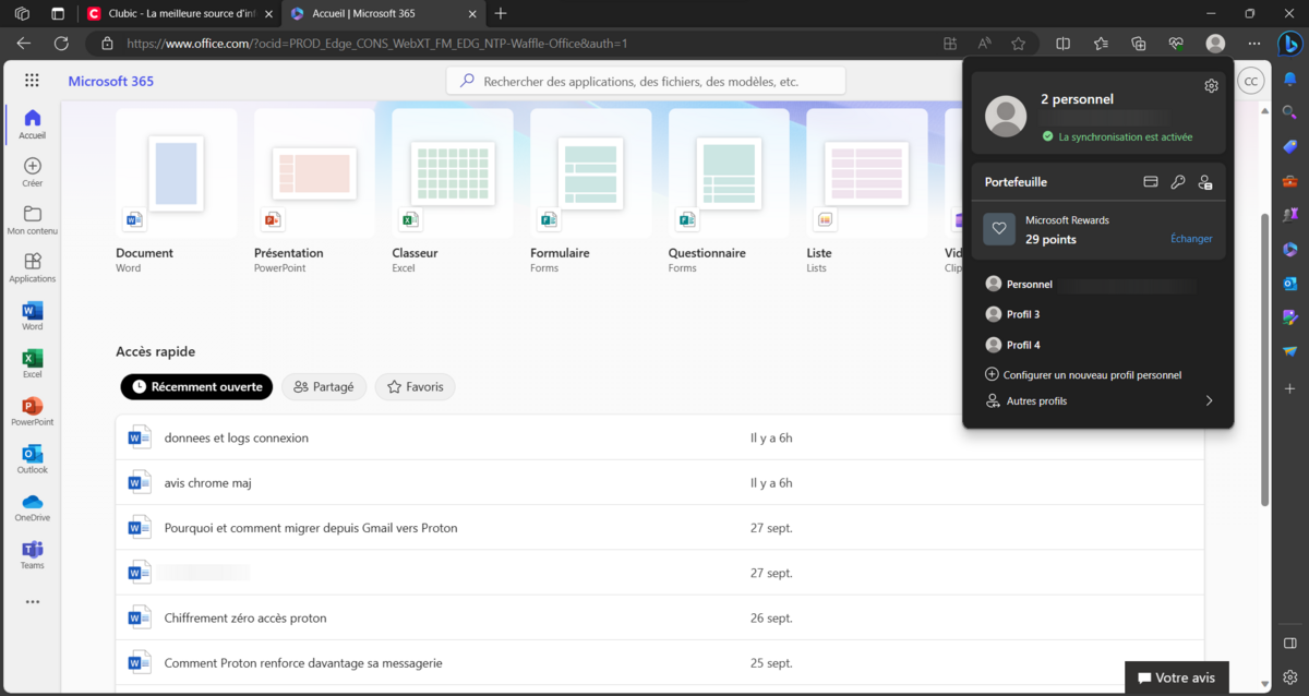 microsoft edge synchro microsoft 3