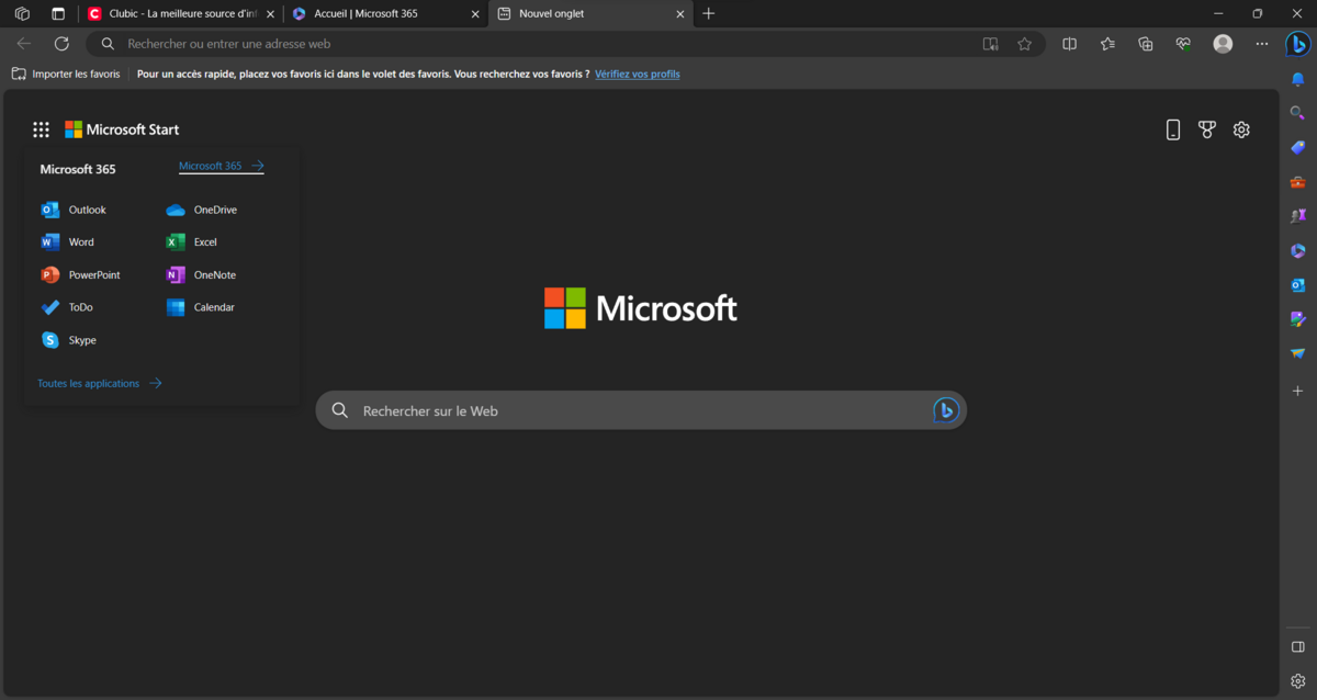 microsoft edge office 365 accueil © clubic.com