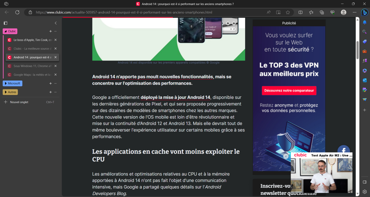microsoft edge onglets verticaux © clubic.com