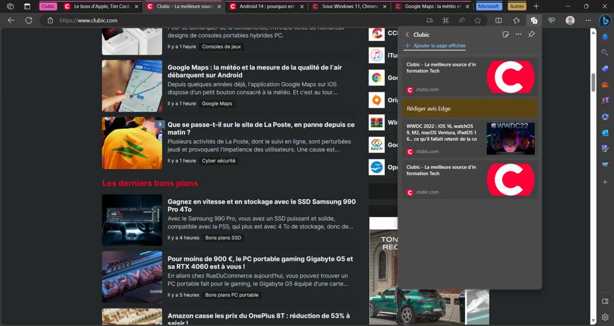 microsoft edge collections © clubic.com