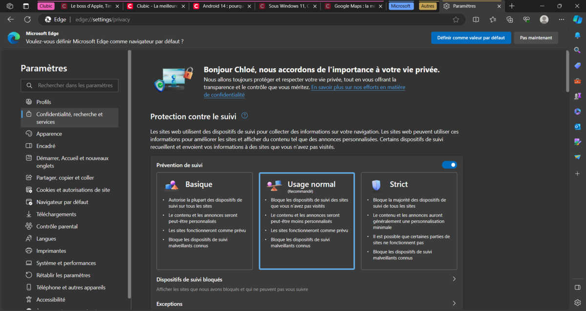 microsoft edge vie privée © clubic.com