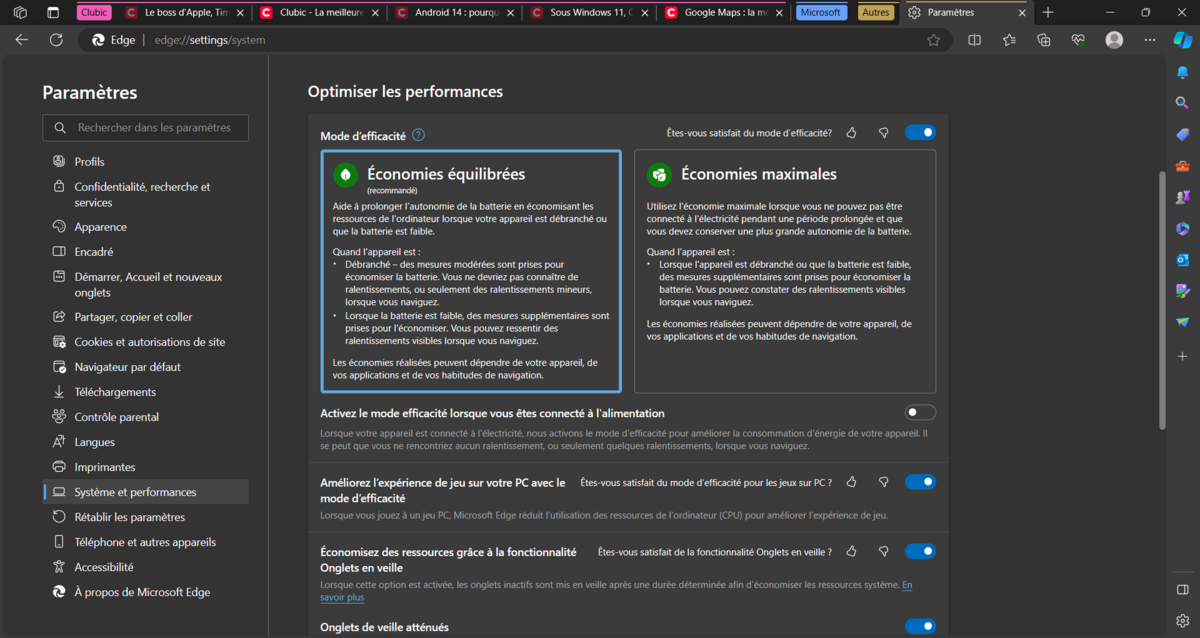 microsoft edge optimisation performances © clubic.com