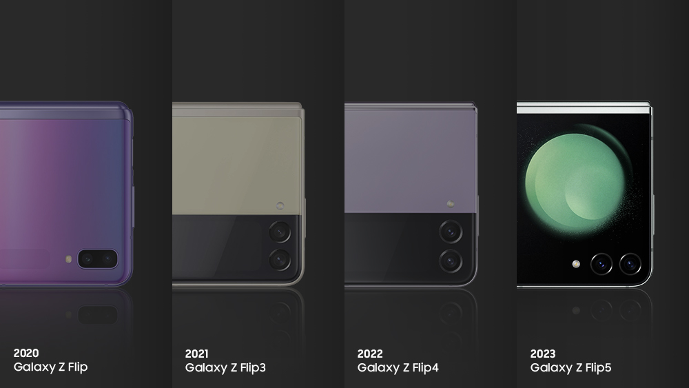 Les différents modèles de Galaxy Z Flip, de 2020 à 2023 © Samsung