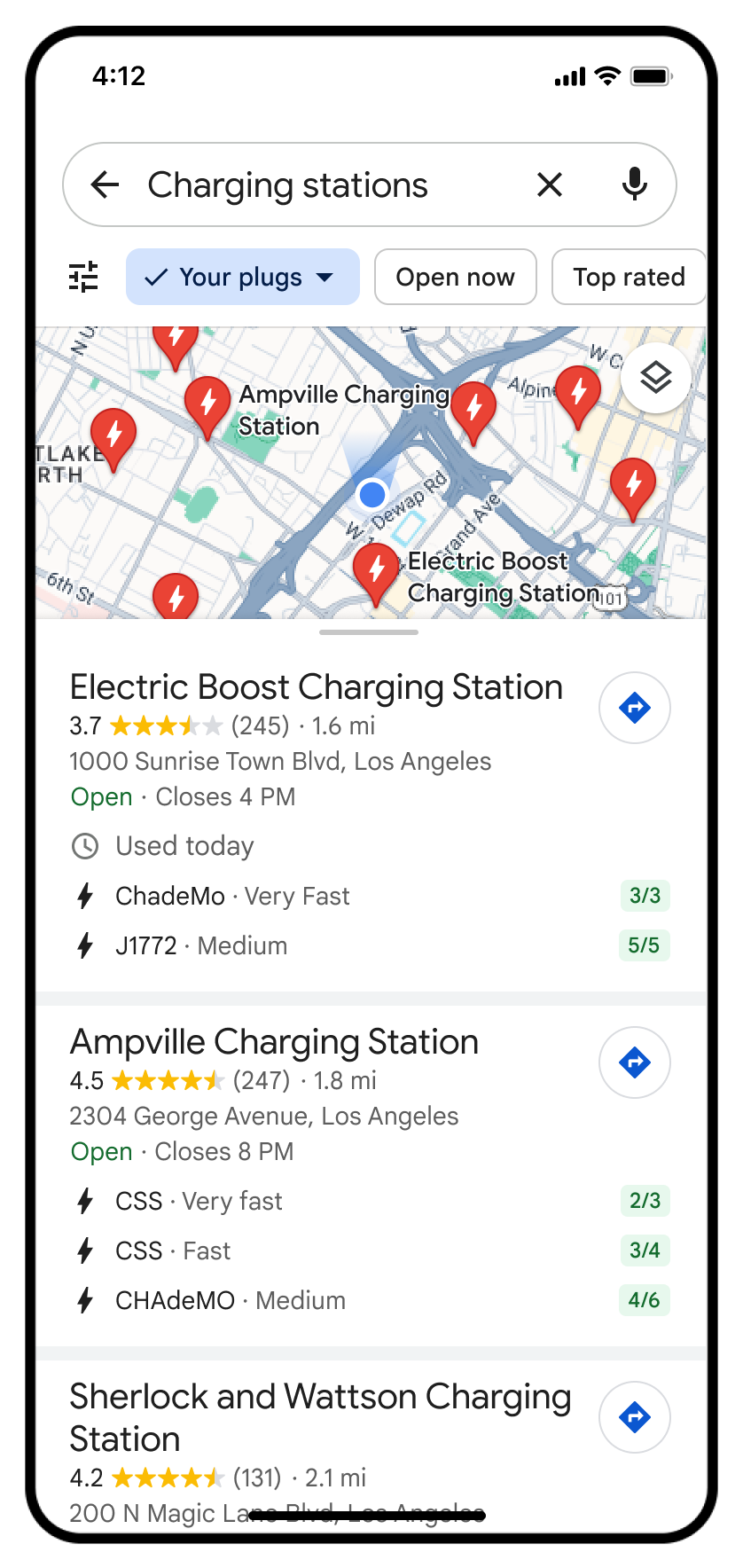 Google Maps Charging station © © Google