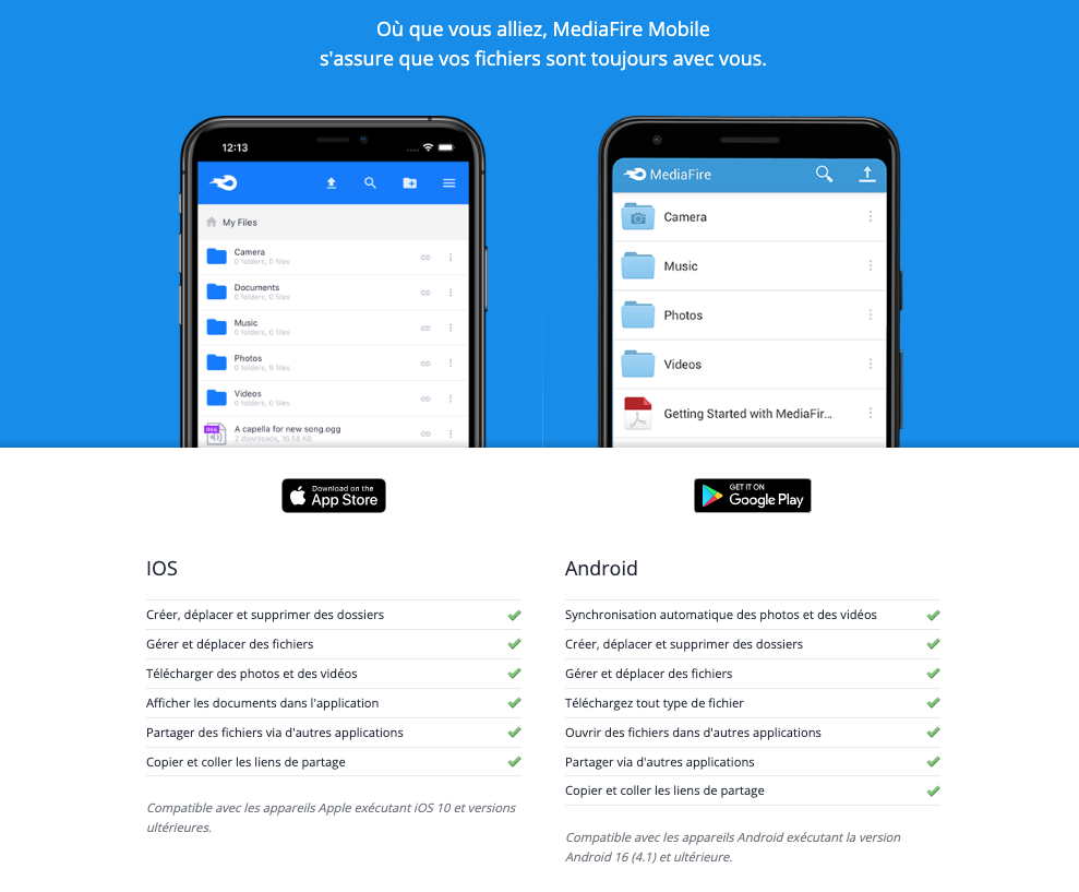 MediaFire, une version Android et iOS