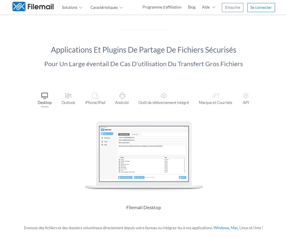 Filemail - Application et extension