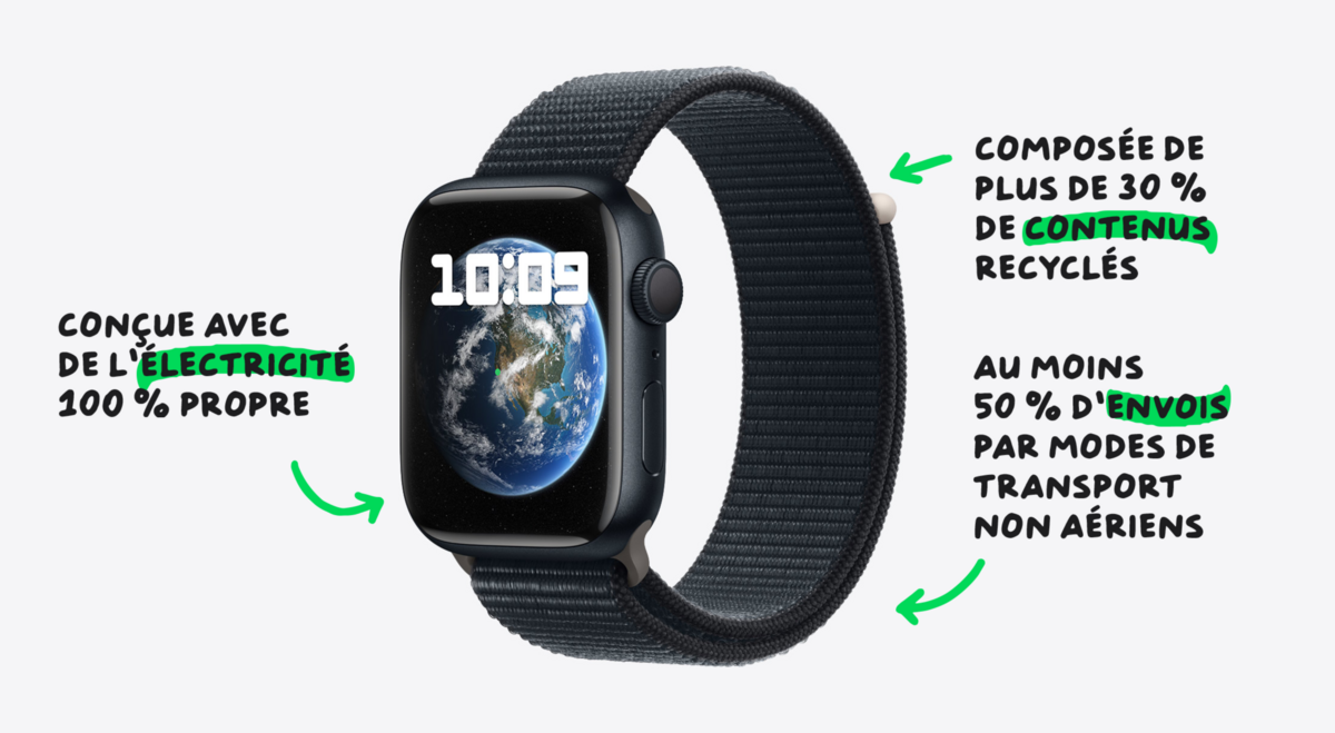 L'Apple Watch 9 est un modèle de neutralité carbone pour Apple, qui a axé sa communication sur cet aspect © Apple