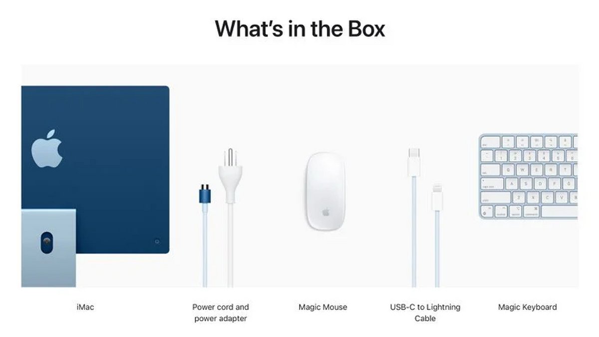 Le contenu de la boîte du nouvel iMac © Apple