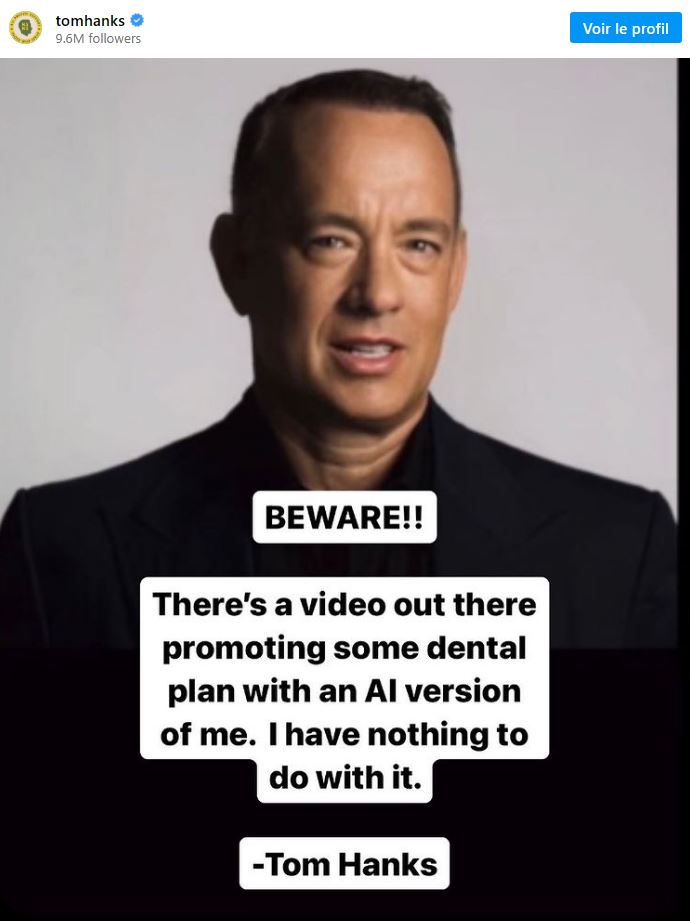 Sur Instagram, Tom Hanks a été contraint de poster un message, pour avertir les utilisateurs quant à une fausse publicité le concernant © Instagram