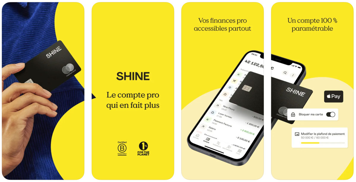 Application Shine - Présentation de la banque en ligne professionnelle