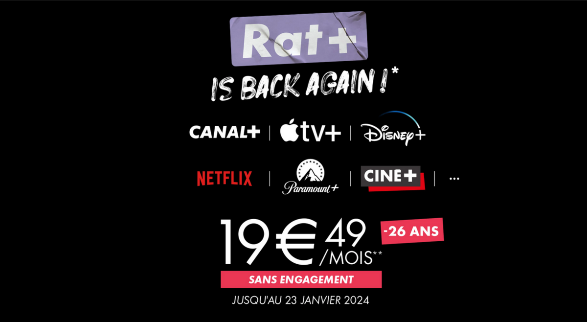 L'offre Rat+ est à saisir jusqu'au 23 janvier chez Canal+.