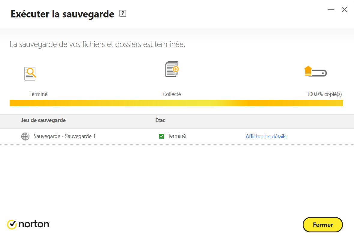 Exécutez une sauvegarde cloud via Norton 360