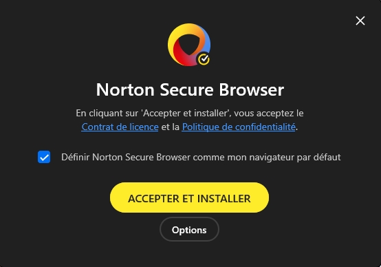 Fichier éxécutable de Norton Secure Browser