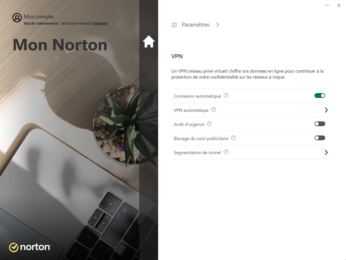 Paramètres de Norton Secure VPN - ©Norton