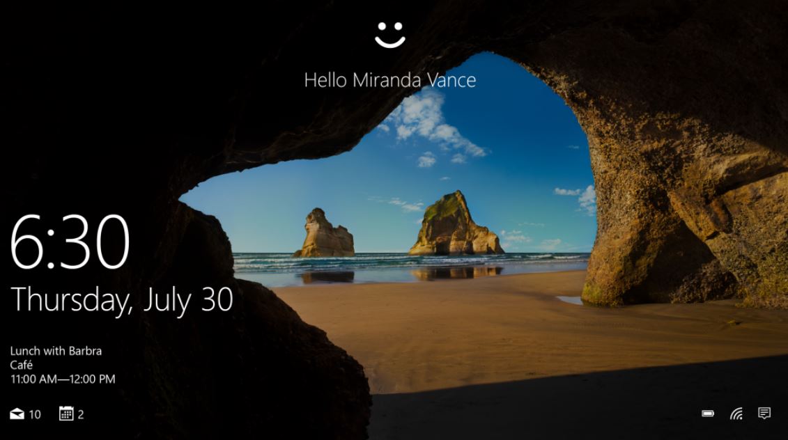 Windows Hello permet de se connecter avec un simple regard ou un simple toucher © Microsoft