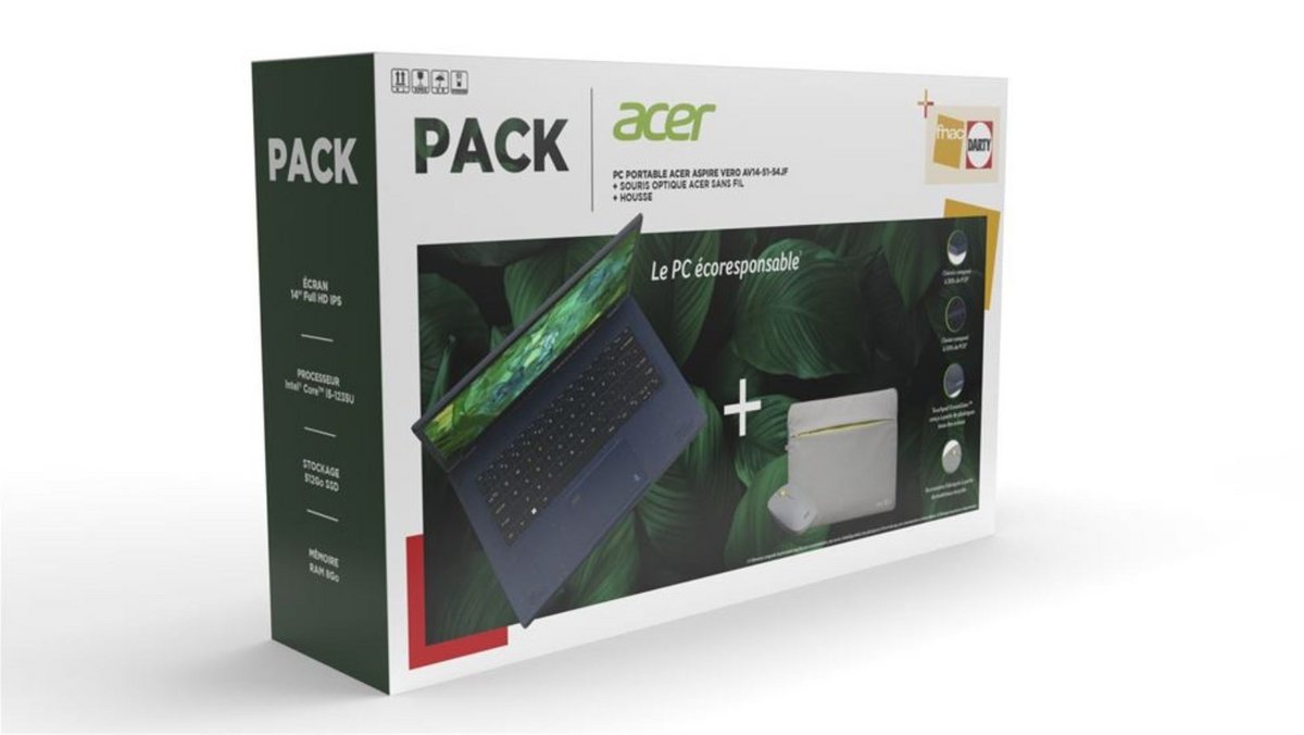 Le pack PC portable Acer Aspire Vero AV14-51-54JF + souris + housse 