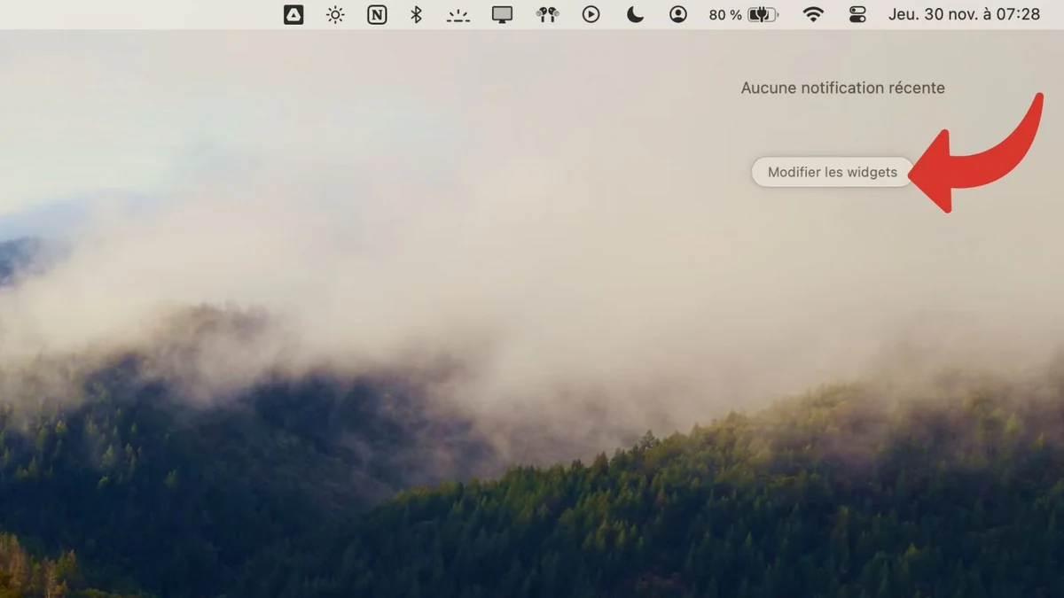 Ouvrir le menu de modification des widgets sur macOS Sonoma