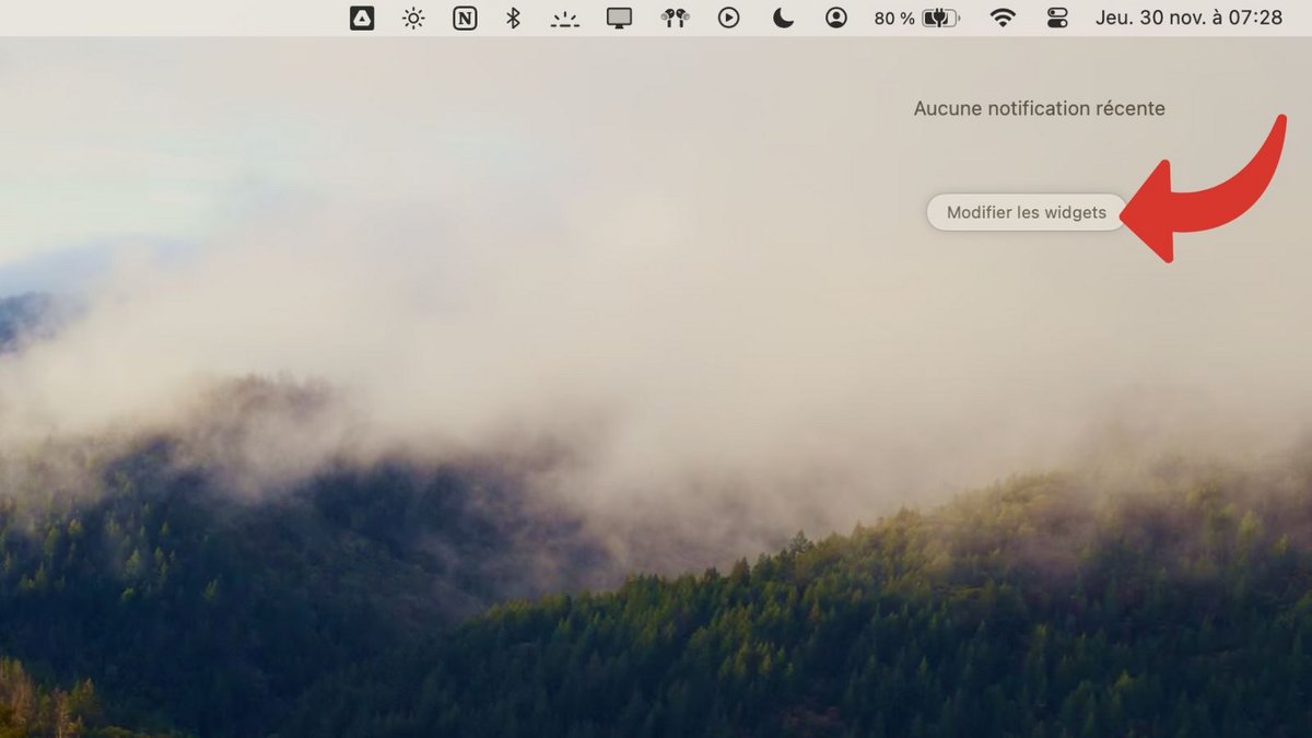 Ouvrir le menu de modification des widgets sur macOS Sonoma