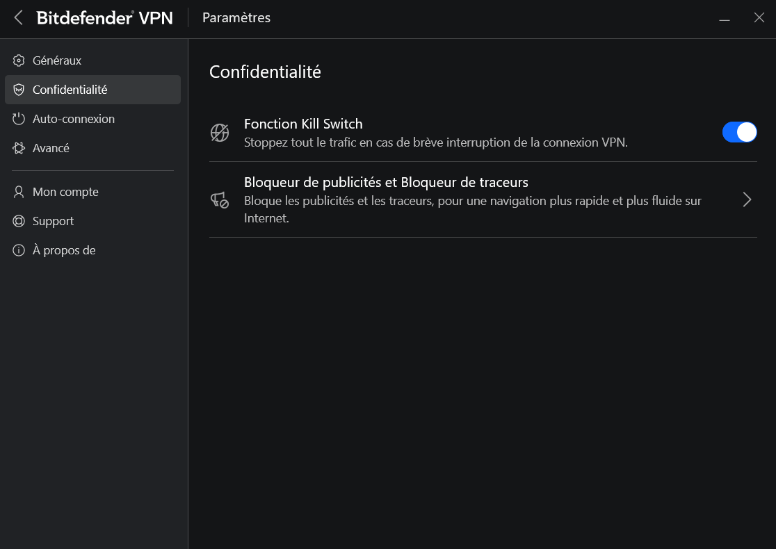 Bitdefender Total Security - Confidentialité