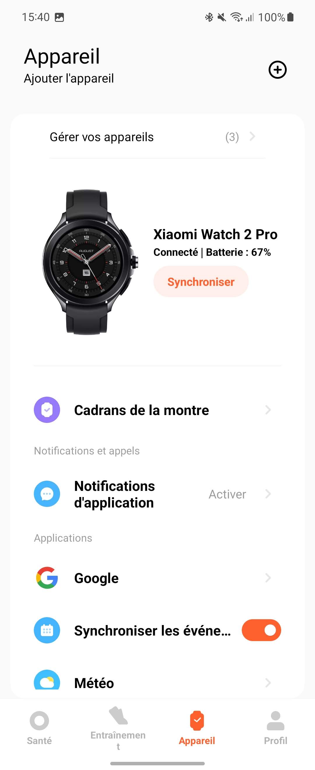 Xiaomi Watch 2 Pro - Mi fitness 1 © Johan Gautreau