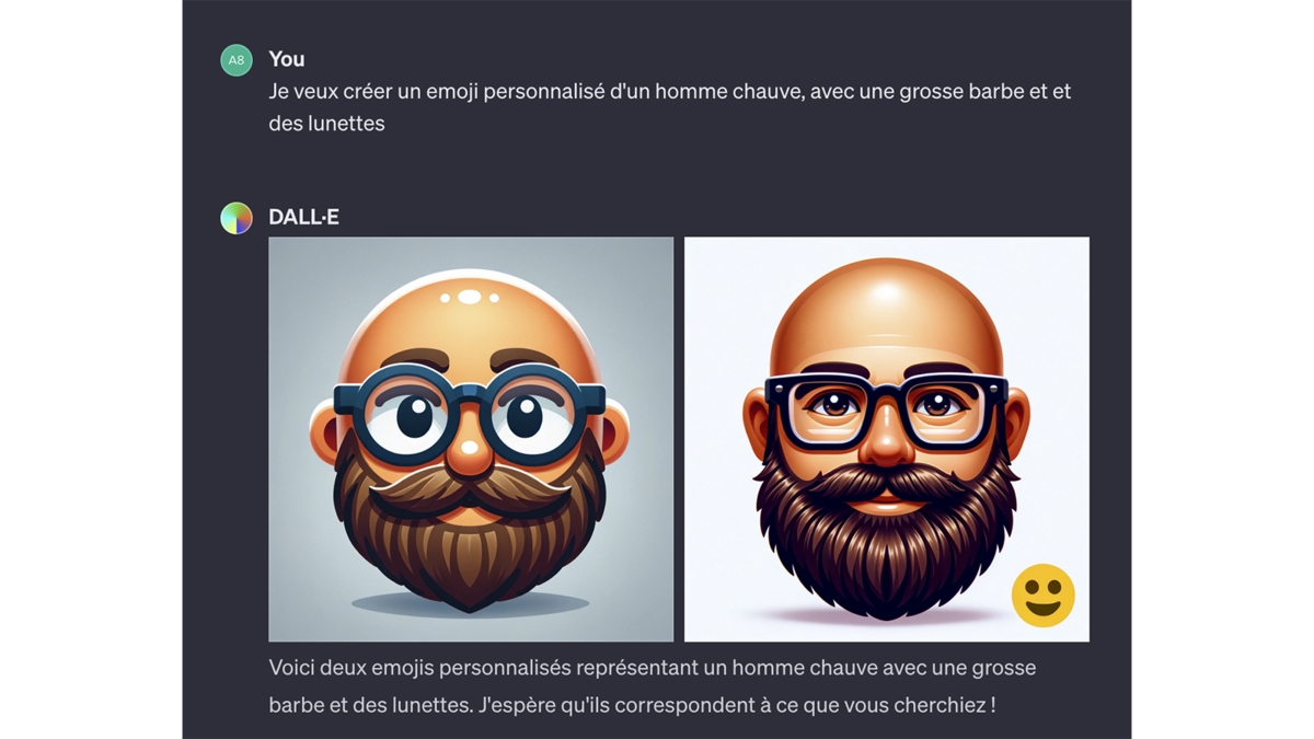 Emojis personnalisés générés avec DALL·E 3 © Pascale Duc pour Clubic