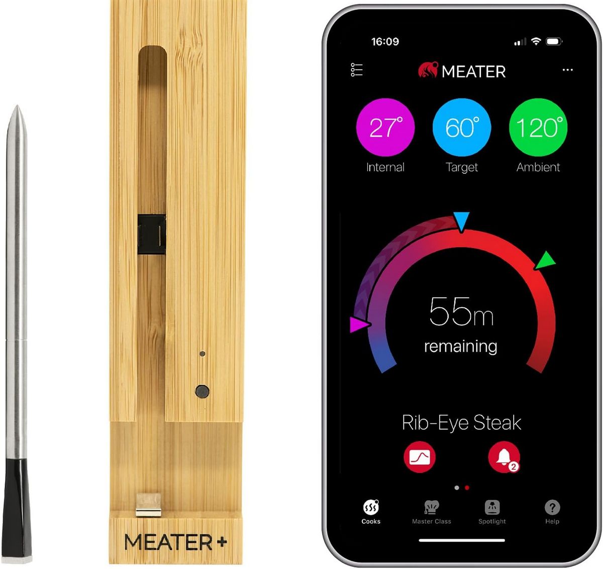 Thermomètre connecté Meater Plus. © Meater