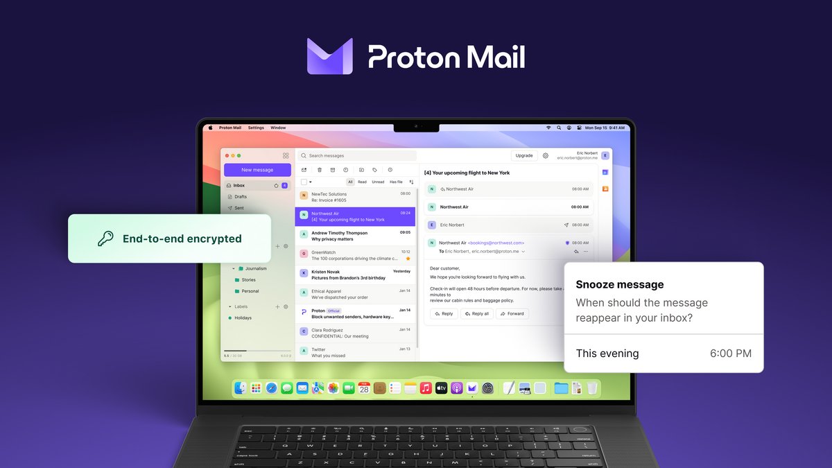 Proton Mail dévoile une application de bureau pour Windows et macOS © Proton AG