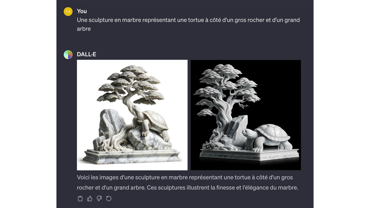 Sculptures en marbre générées avec DALL·E 3 © Pascale Duc pour Clubic