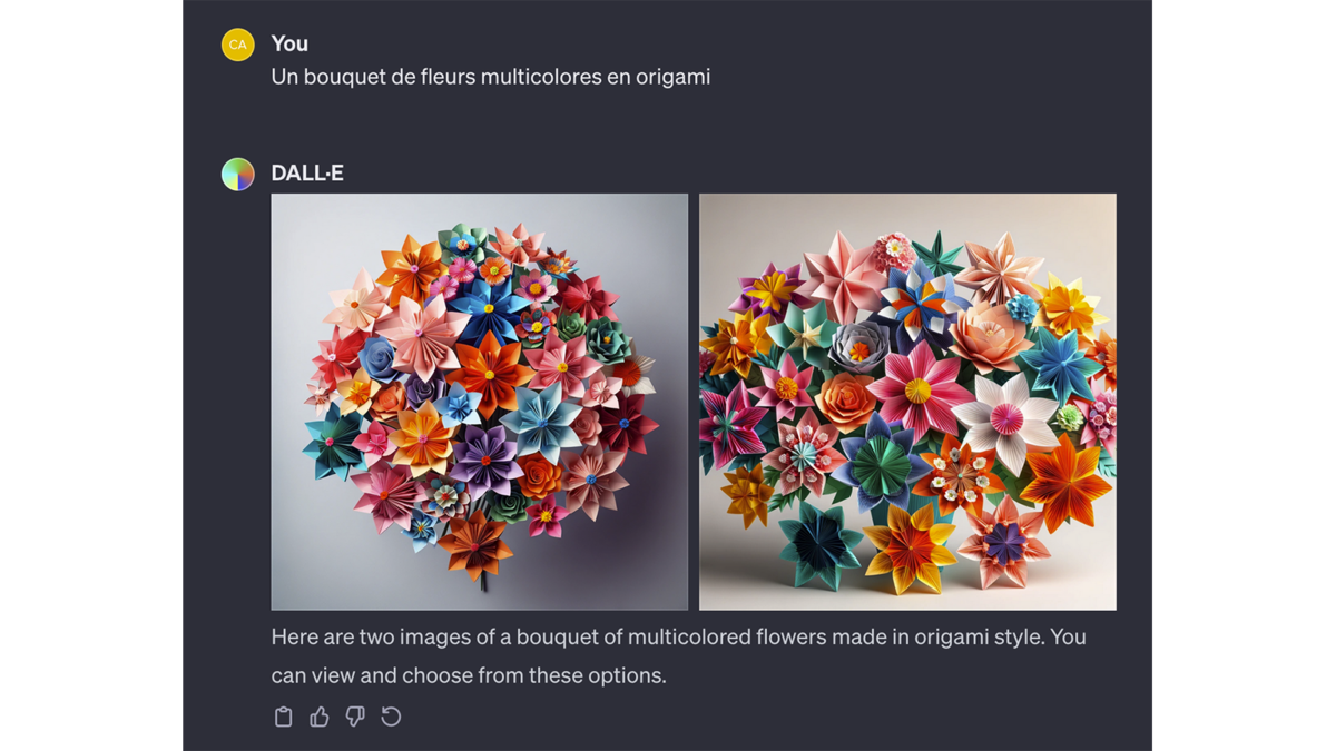 Images générées avec DALL·E 3, origami © Pascale Duc pour Clubic