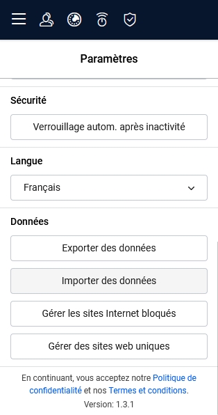 Password Manager - Importation mots de passe