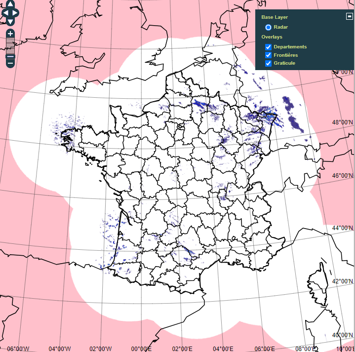  Données radar des précipitations visualisables sous forme d'animation © Météo-France