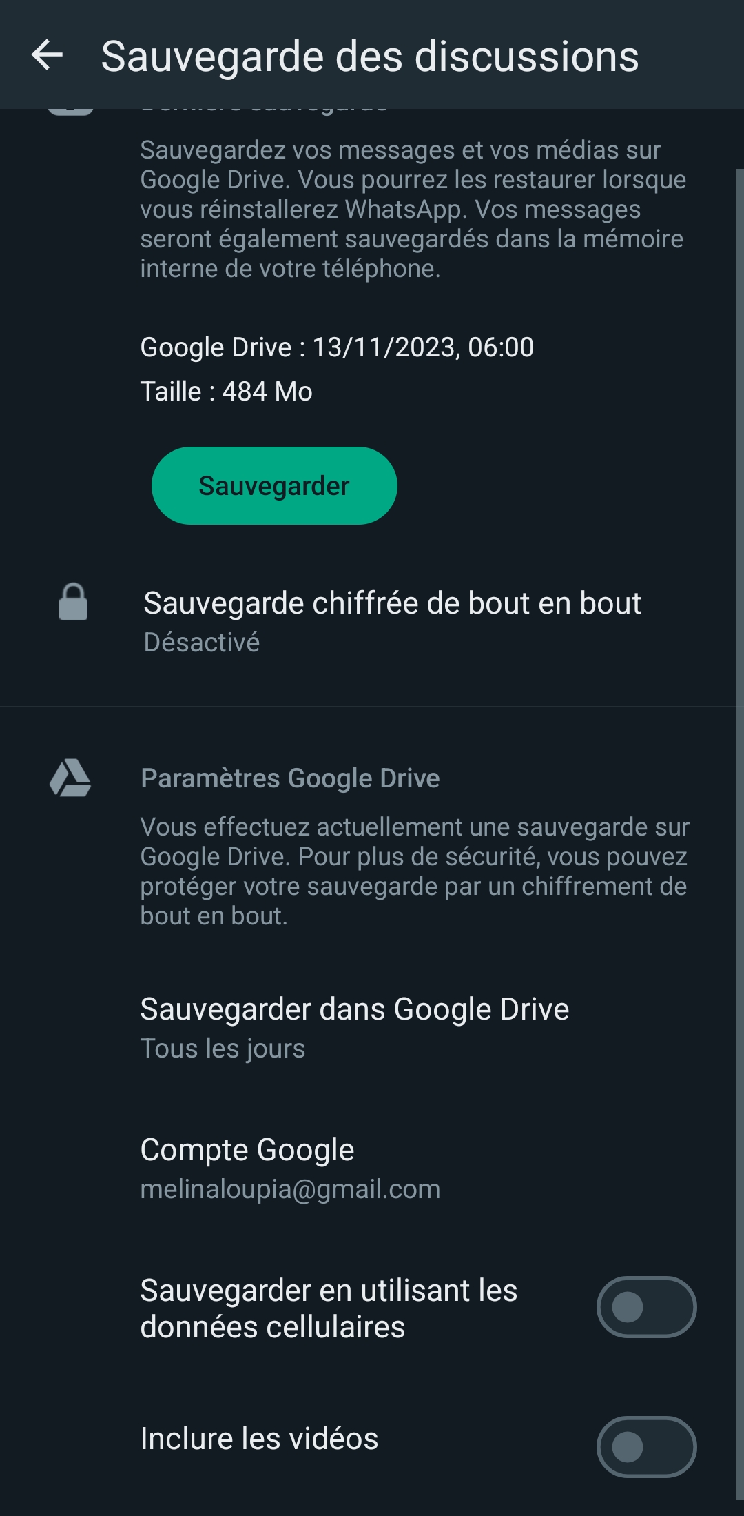 comment sauvegarder ses données whatsapp sur google