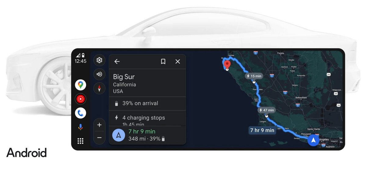 Android Auto indiquera notamment quelle sera l'autonomie restante une fois arrivé à destination © Google