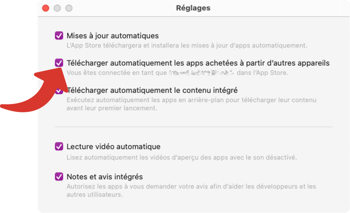 Cocher les réglages de l'App Store de votre choix © Clubic