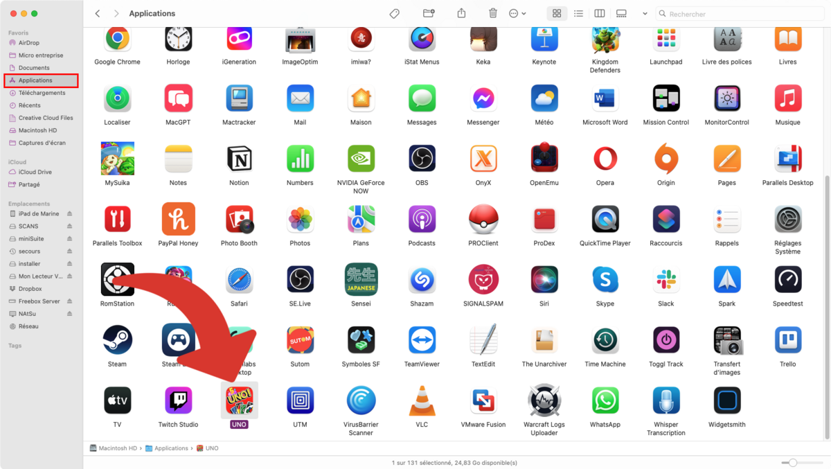 Le dossier Applications avec les apps iOS et macOS © Clubic