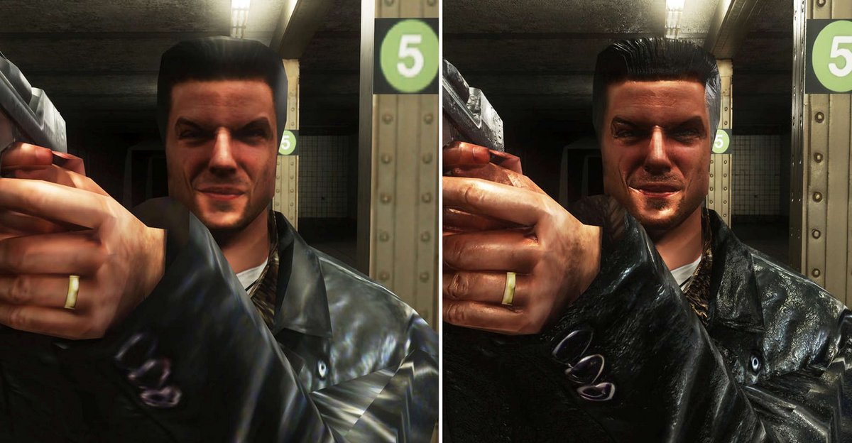 Max Payne avant et après application du mod RTX Remix © IGN